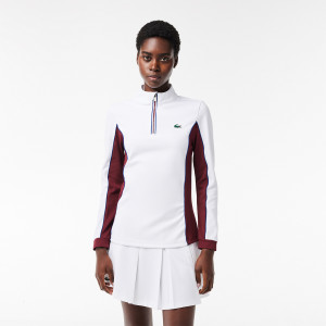 LACOSTE women's 1/2 zip heritage club sweater