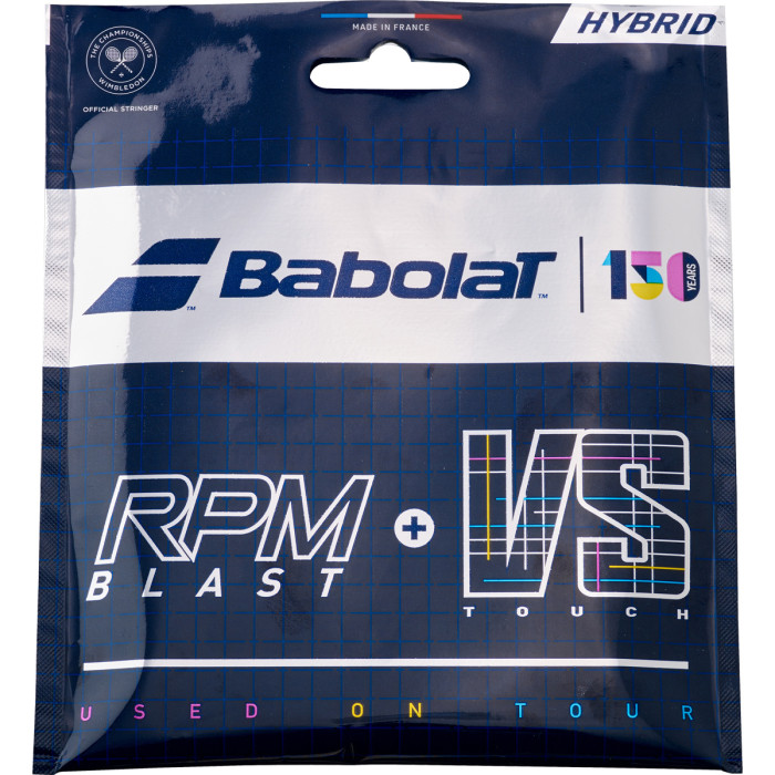 BABOLAT hybrid rpm blast string (1.25mm) + touch vs (1.30mm) 150 years BABOLAT hybrid rpm blast string (1.25mm) + touch vs (1.30mm) 150 years