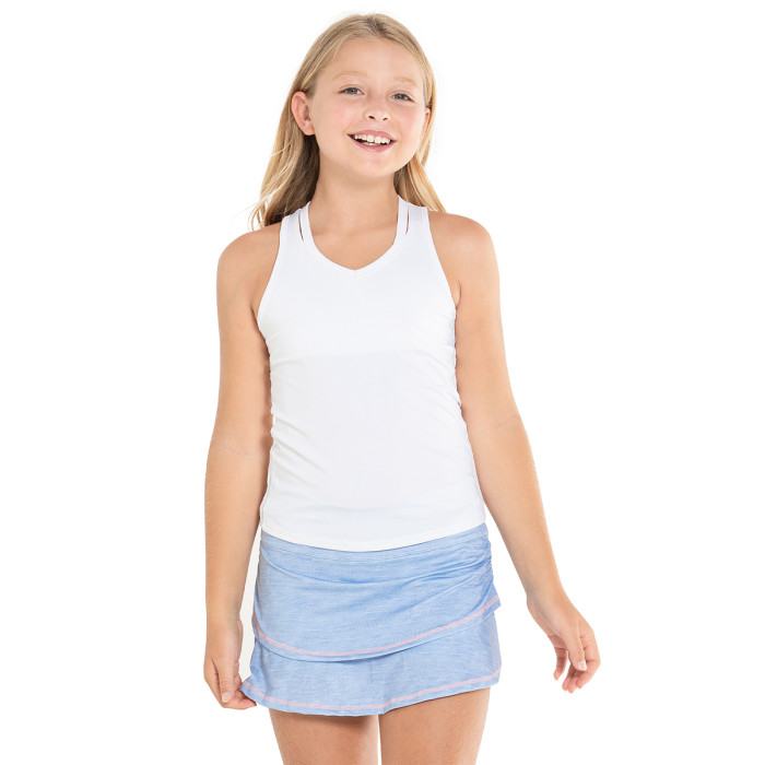 Junior girls LUCKY IN LOVE chambray ruche tier liberty in love skirt