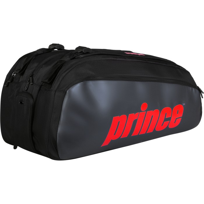 PRINCE tour 3 comp bk/pop rd tennis bag