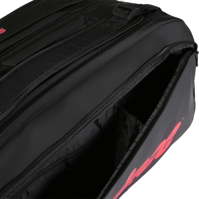 PRINCE tour 3 comp bk/pop rd tennis bag