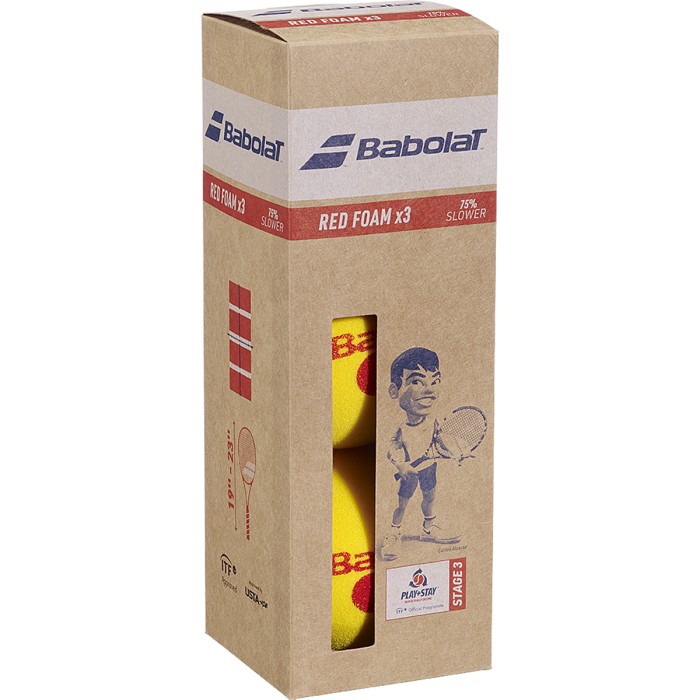 Bag of 3 BABOLAT red foam balls