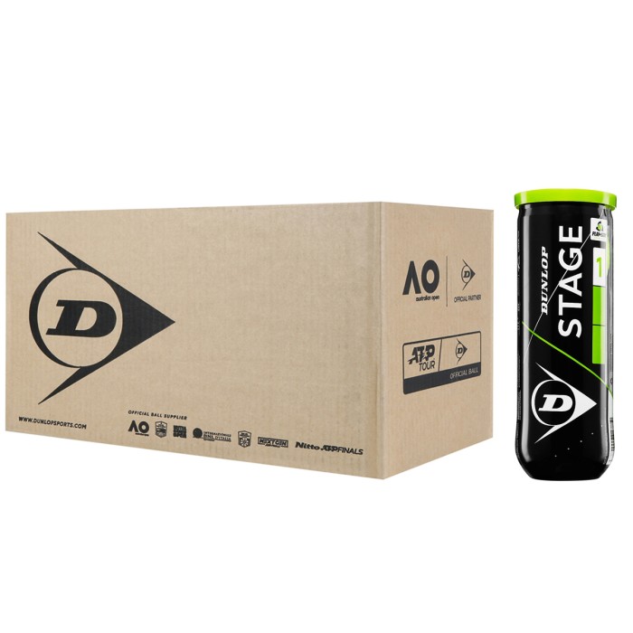 Box of 24 tubes of 3 DUNLOP easy tennis stage 1 balls