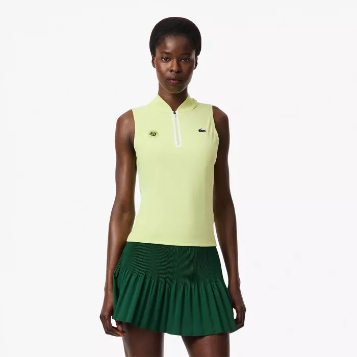 LACOSTE sieviešu Roland Garros tops ar lencītēm