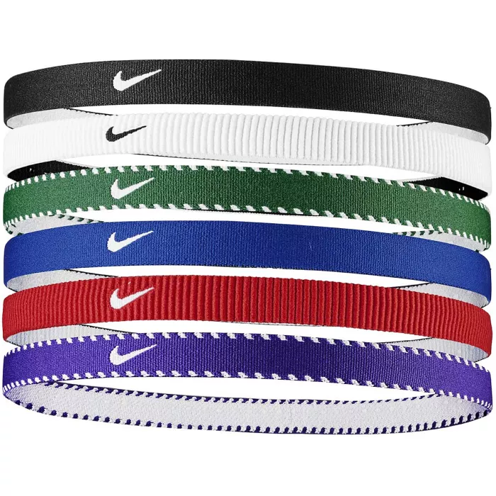 Komplekts ar 6 NIKE swoosh sporta elastīgajiem galvas lentēm