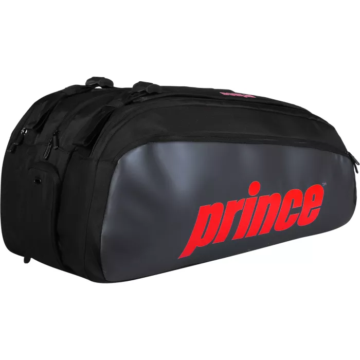 PRINCE tour 3 comp bk/pop rd tennis bag