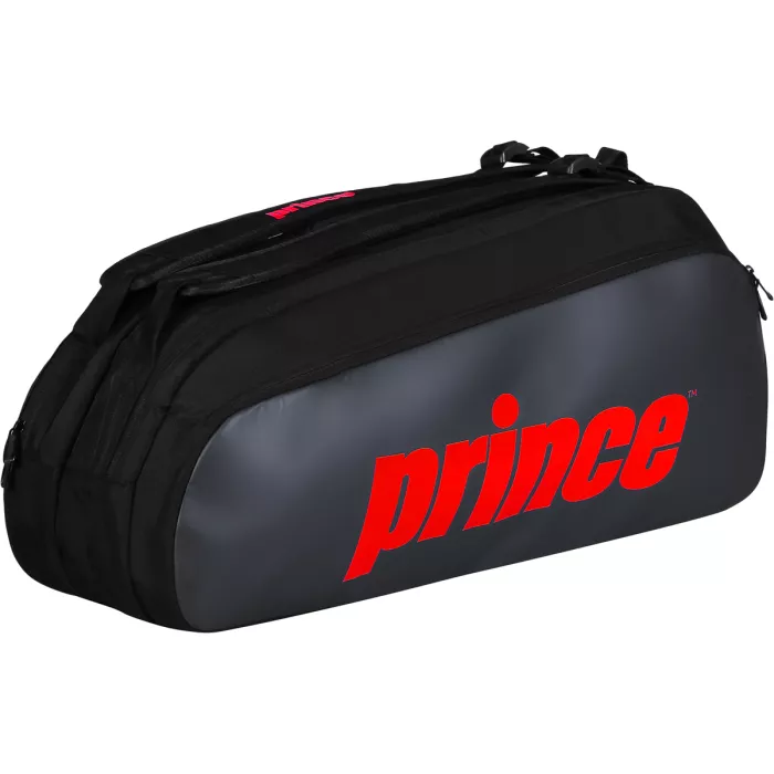 PRINCE tour 2 comp bk/pop rd tennis bag