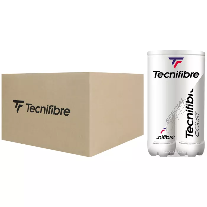 Box of 18 bipacks of 4 TECNIFIBRE court balls