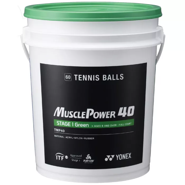Barrel of 60 green YONEX tmp-40 balls