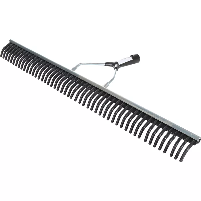 75 cm wide rubber rake with wooden handle