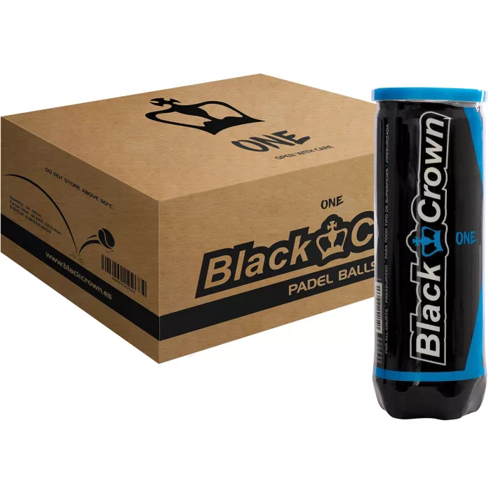 Box of 24 tubes of BLACK CROWN one padel balls