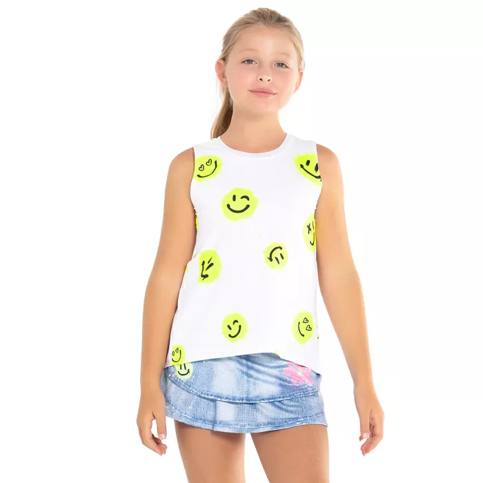 Junior girls LUCKY IN LOVE smiles for miles tie back novelties tank top
