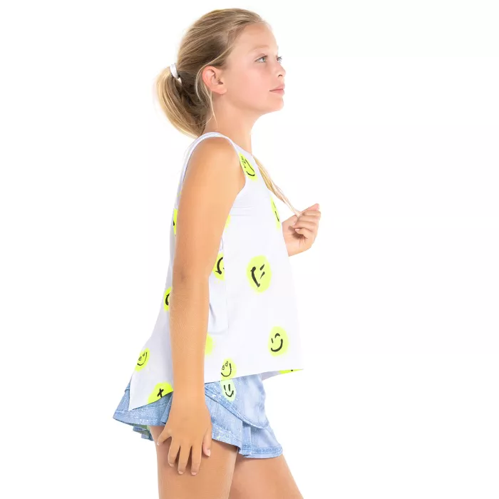 Junior girls LUCKY IN LOVE smiles for miles tie back novelties tank top